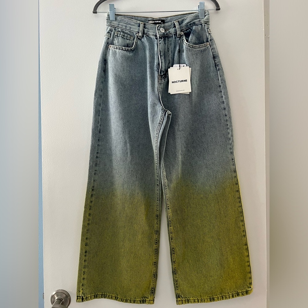 Nocturne Green Ombre Wide Leg Jeans Size S EU 36 NWT - Picture 2 of 15